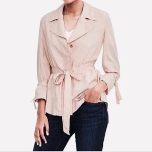 NWT Banana Republic Pastel Pink Belted Trench Coat Cuff Ties Jacket XS